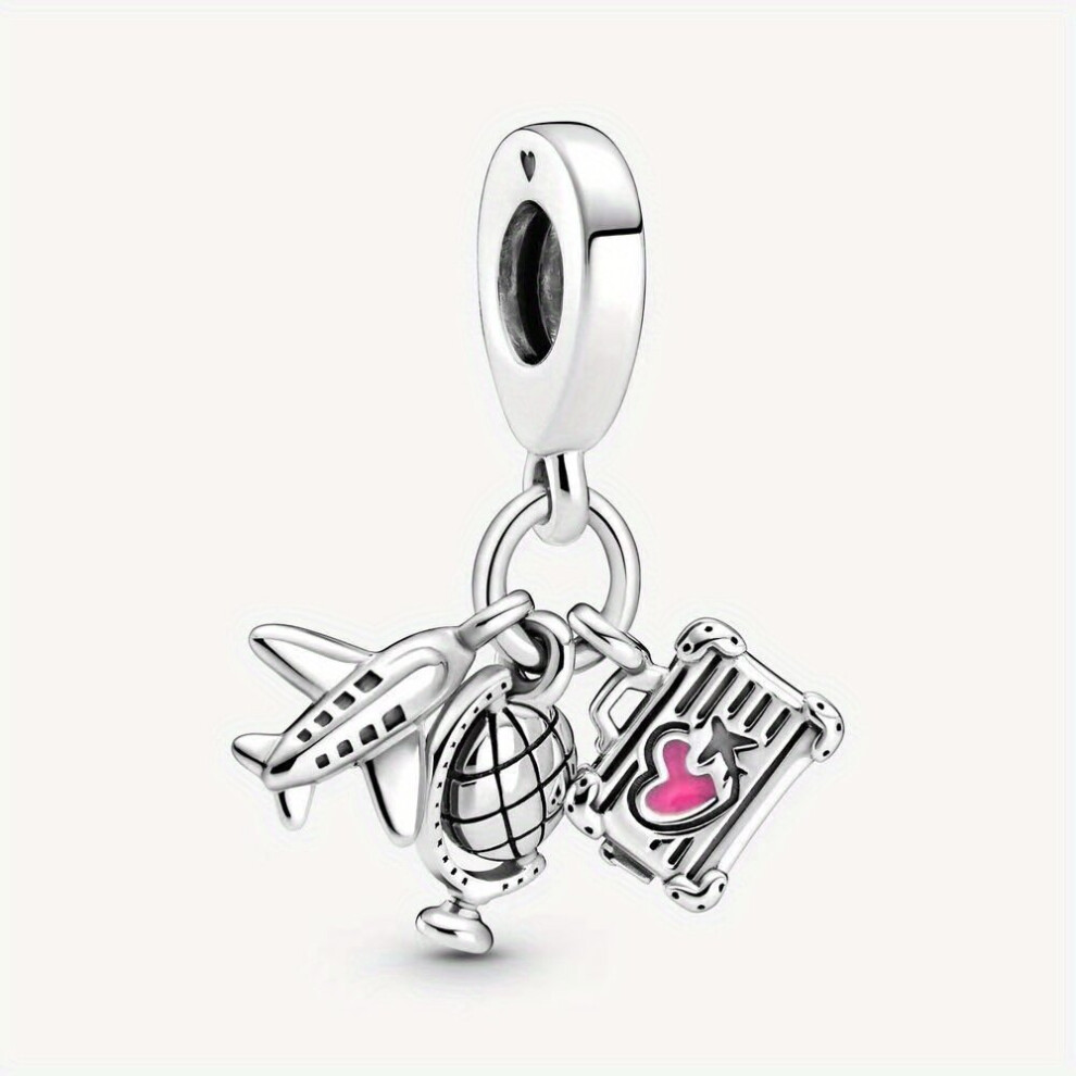 1pc Silver Plated Globe Airplane Charm Pendant Suitable For DlY Beaded Bracelet Womens Birthday Jewelry Jewelry