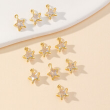 10pcs Pentagram Zircon Pendant Star Zircon Matching Accessories Necklace Pendant Making DIY Small Accessories