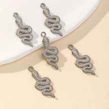 5 10pcs Silvery Crooked Snake Stainless Steel Pendant For DIY Earrings Bracelet Necklace And Any Other Accessories
