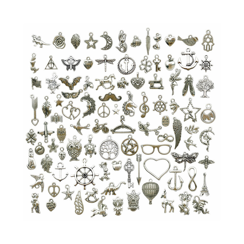 100pcs Mixed 1 18 Silver Alloy Metal Pendants Artificial Jewelry Accessories For DIY Bracelet Necklace Earring Making Kits