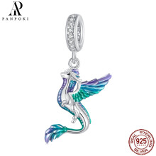 PANPOKI 925 Sterling Silver Colorful Enamel Flying Dragon Pendant Charms For Men Bracelet And Necklace DIY SCC2447 Beads Fit Bracelets Necklace