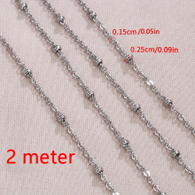 2m 200 0cm Stainless Steel Golden Bead Chain Flat Spacer Bead Cable Link Chain For Jewelry Making DIY Anklet Necklaces Bracelet