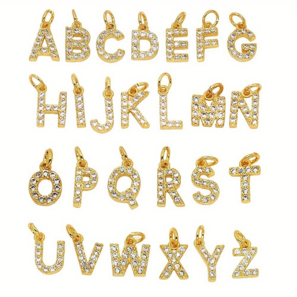 26pcs set Cubic Zirconia Decor Letters A Charms Pendants For DIY Bracelet Necklace Jewelry Accessories