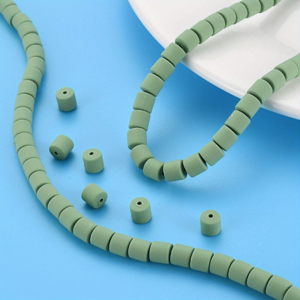 10Strand Green Or Light Green Cylindrical Shape Polymer Clay Beads Space Beads For DIY Necklace Bracelet Jewelry Accessories 15 75inch strand-image-OPC-PC6DQC9-NEW