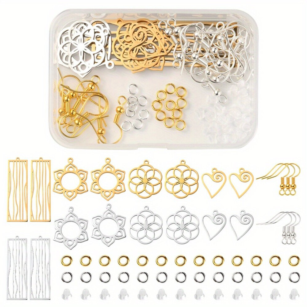 1pc set DIY Earring Jewelry Making Materials Accessories Set Random Mix Golden Silver Stainless Steel Pendants Plastic Transparent Earplugs Copper Ear