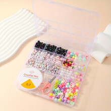 17 Grids Childrens Educational Beads Set Soft Pottery Beads Letter Beads Glass Rice Beads DIY Jewelry Set Box