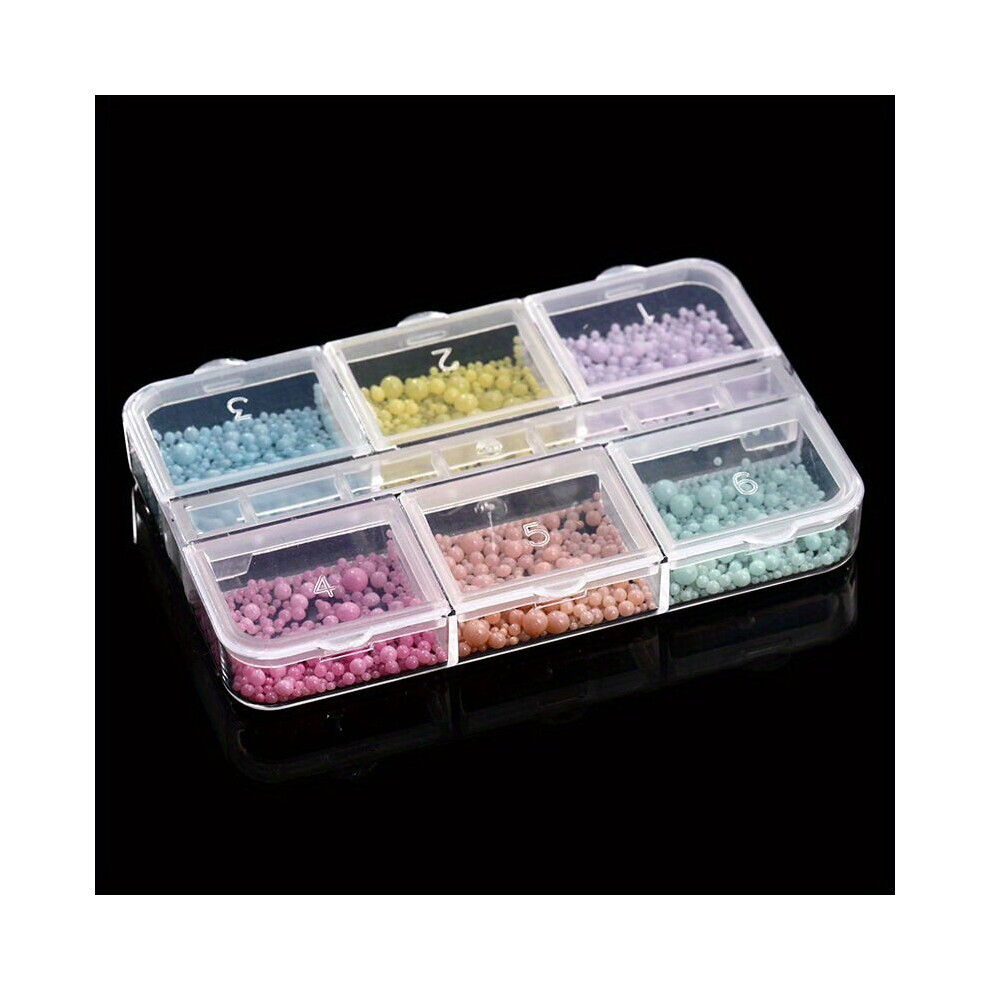 6girds box Size Mixed Round Plastic Bead Nail Art Decoration