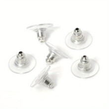 100 Pcs Locking Earring Backs KC Golden Silicone Ear Plugs Silver Ear Buckles Non Slip Stud Earrings Adult And Child Anti Drop Buckle Back Plug Tight