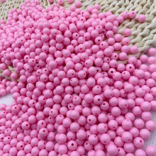 100PCS 8MM Childrens Jewelry DIY Pink Macaron Series Round Beads Acrylic Beads Jewelry Bracelet Necklace Earrings Clothing Doll Crafts Beads Making B