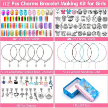 Charm Bracelet Making Kit Jewelry Making Kit Including Jewelry Beads Snake Chains DIY Craft Bracelet Necklace Making Gift Set For Girls