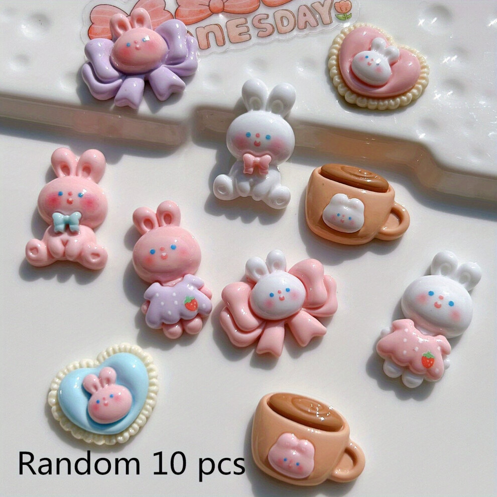 5 10pcs Colorful Cartoon Rabbit Series Cup Bow Heart Shape Flat Back Resin Charms DIY Hair Clips Phone Cases Photo Frame Embellishments Wall Decoratio-image-OPC-PC6DTR7-NEW