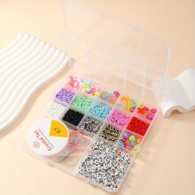 17 Grids Childrens Educational Soft Pottery Beads Letter Beads Glass Rice Beads Colorful Plastic Beads With Tools DIY Jewelry Making Set Box