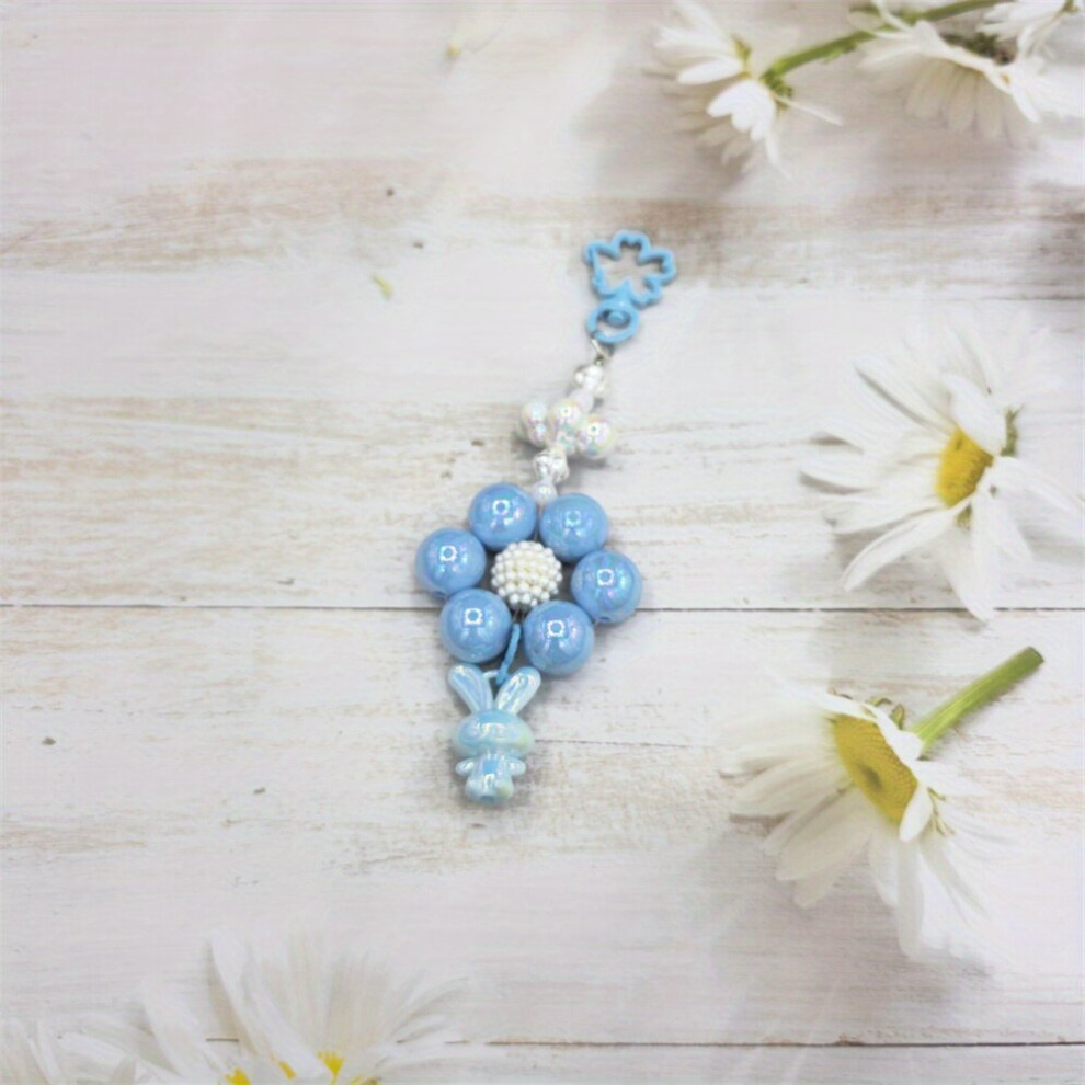 1Pc Colorful Flower And Rabbit Acrylic Bead Chain Keychain Pendant Mobile Phone Chain 885664620708