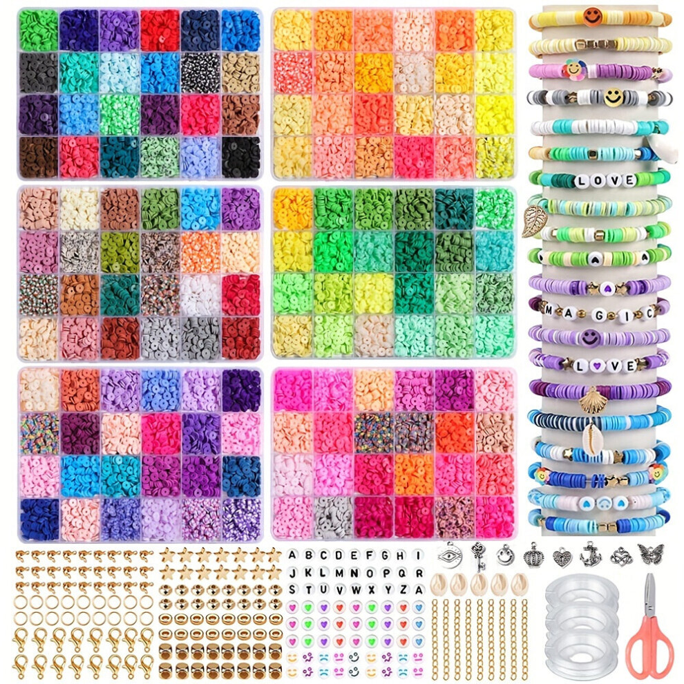 14400pcs 144 Colors Diy Bracelet Charm Making Kit Flat Circular Polymer Clay Stone Spacing Beads For DIY Handicrafts Necklaces Jewelry Making