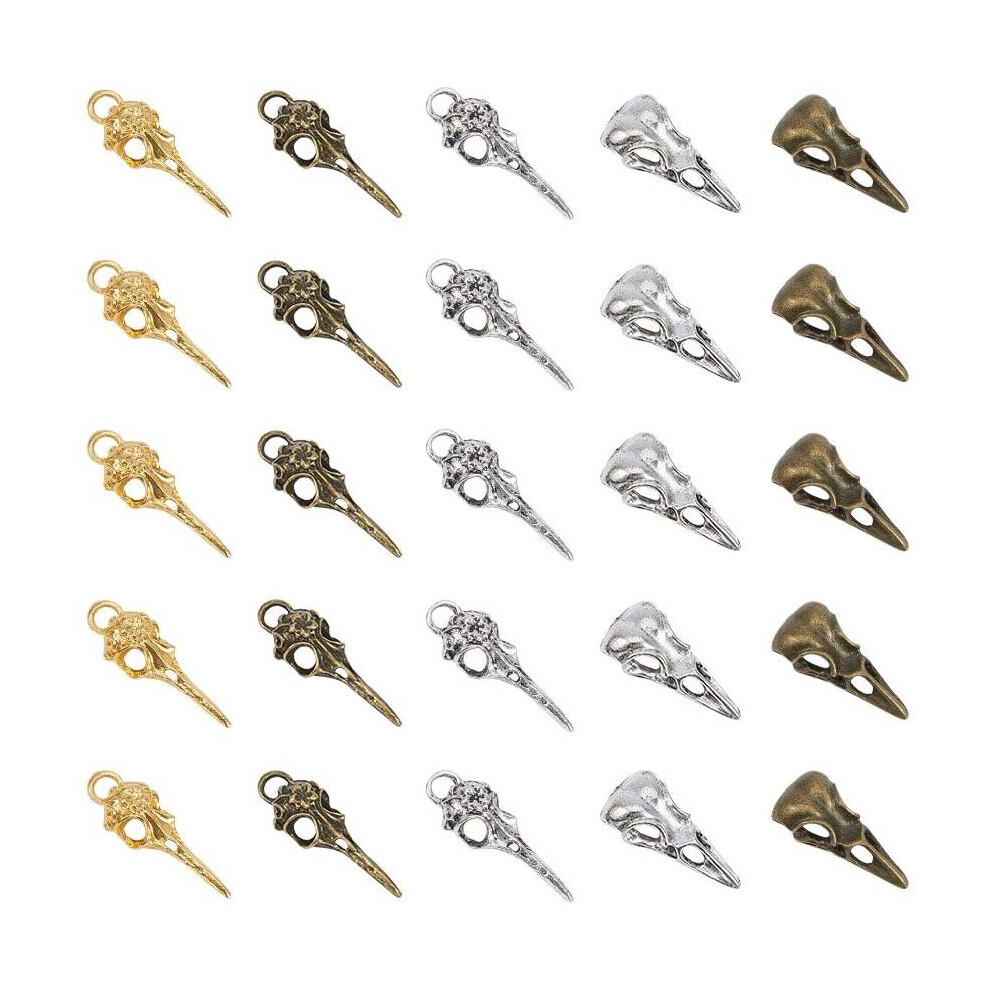 1Box 50pcs Bird Skull Head Alloy Pendants For DIY Jewelry Making Or Necklace Making Antique Silver Golden Bronze 2 Shapes