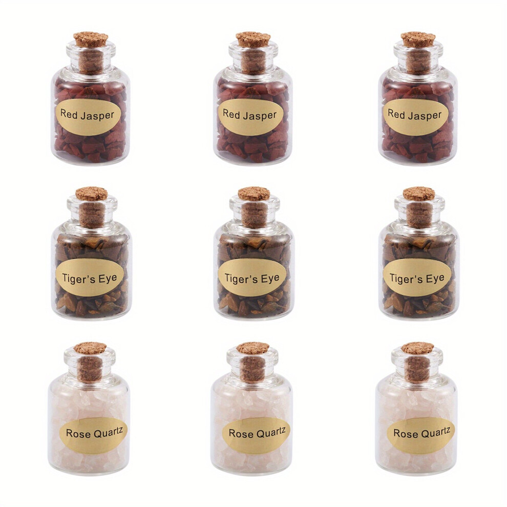 About 9 Bottles box Mixed Natural And Synthetic Mixed Stone Chips Glass Bottles Wishing Bottles Pendants DIY Jewelry Accessories