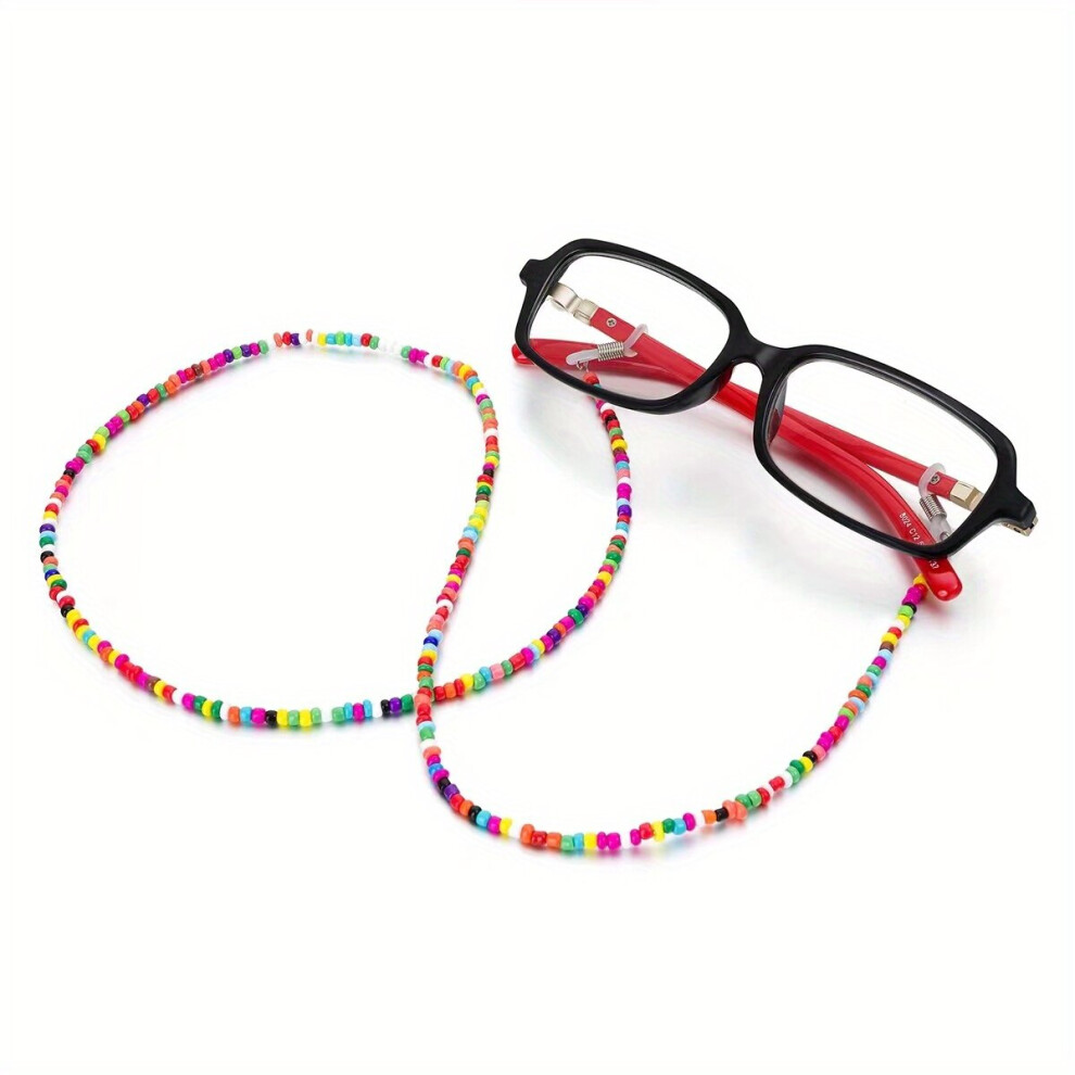 Boho Colorful Beads Neck Chain Glasses Mask Anti Drop Anti Lost Hanging Rope Glasses Accessories