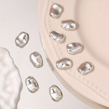 10pcs Irregular Shaped Lentil Shaped Straight Hole Silvery Beads DIY Necklace Bracelet Ornament Accessories Material