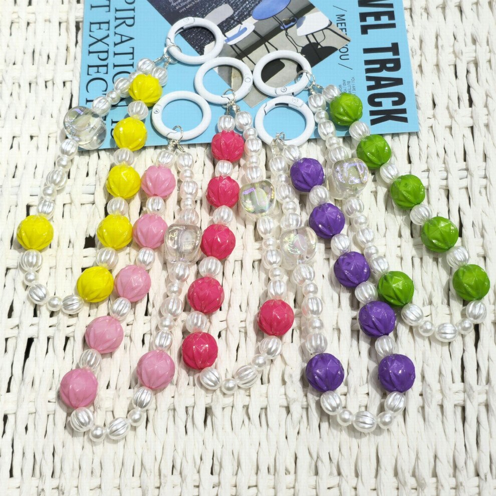 1Pc Colorful Or Pearly Wrinkled Ball Bead Acrylic Bead Bracelet Keychain Mobile Phone Chain 885664629732
