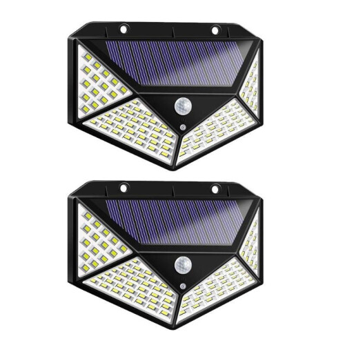 100 Led Solar Lights Tuin Wandlamp Bewegingssensor Waterdicht Buitenlicht 2