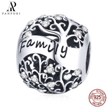 PANPOKI 925 Sterling Silver Plant Family Tree Pattern Beads Charms Fit Bracelets & Necklace DIY Jewelry Gift For Men & Women