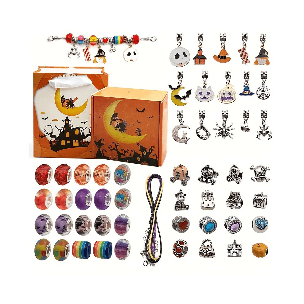 A Set Of Fashionable Halloween Style Bead Pendant String Set DIY Bracelet Accessories Cartoon Witch