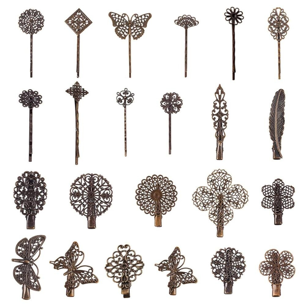 1Box 23pcs Brass Hair Bobby Pin Findings Antique Bronze Vintage Style Hair Accessories For Women Girls 10 8x7 4x1-image-OPC-PC6F287-NEW