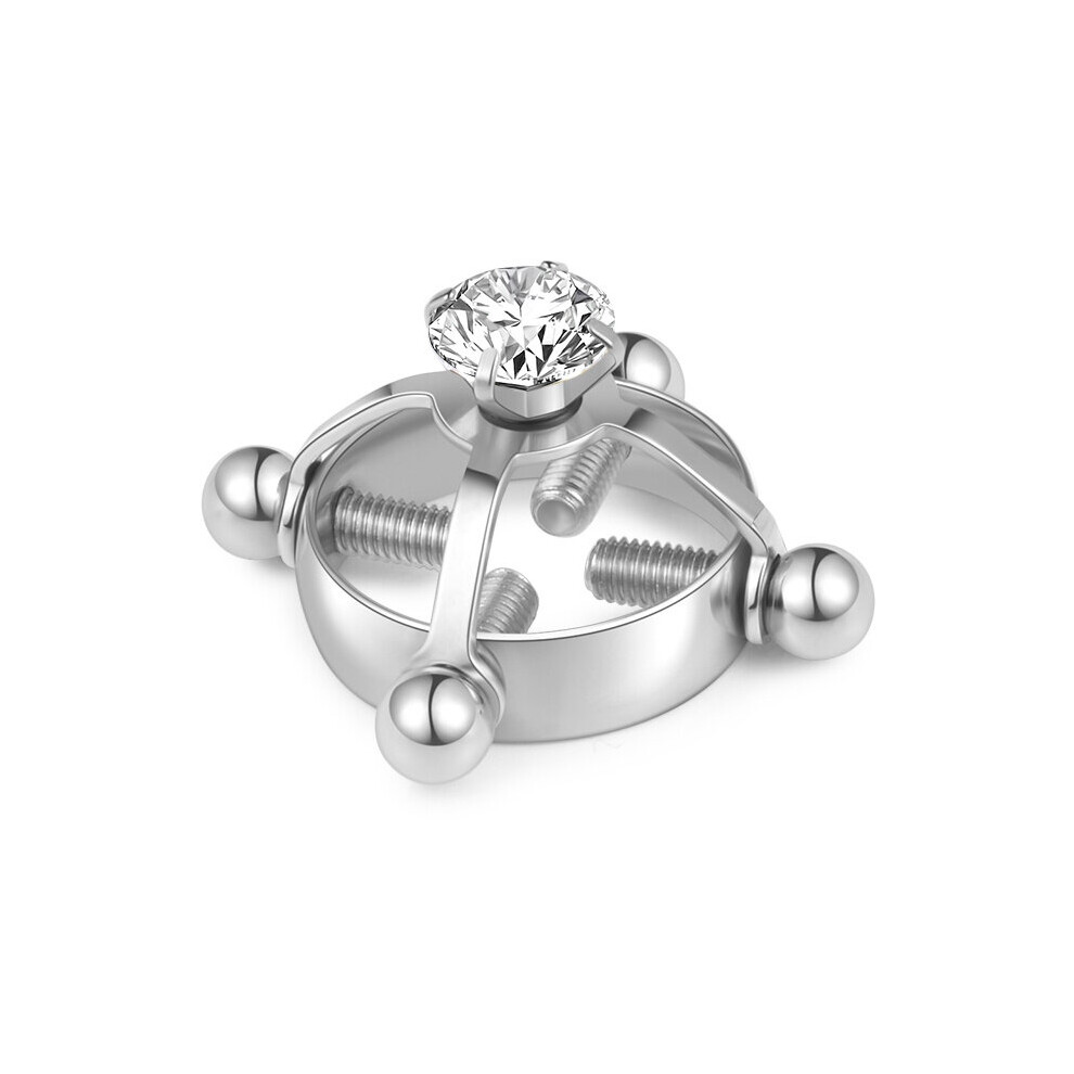 1pc Mens Stainless Steel Adjustable Zircon Without Pierced Nipple Ring-image-OPC-PC6F2RN-NEW