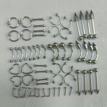 60 Mixed Stainless Steel Lip Nails Tongue Studs Belly Buttons Universal Piercing Accessories For Men And Women