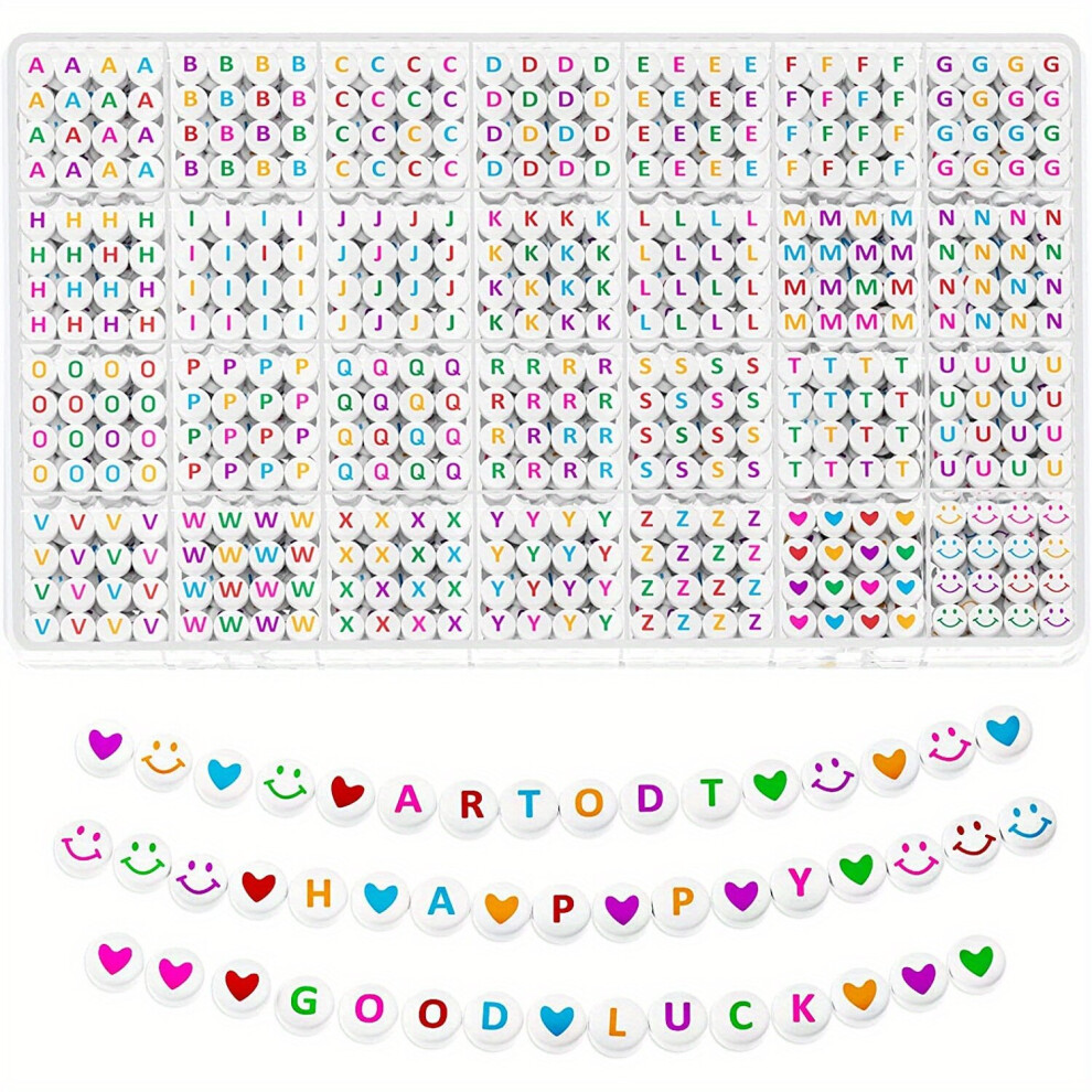 1400 PCS 28 Styles Alphabet Happy Face Heart Beads Kit For Jewelry Bracelets Making