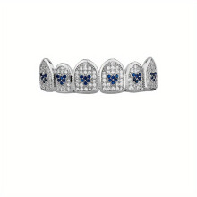 Hip Hop Braces Double Cubic Zirconia Braces Set For Teeth Rapper Costume Cosplay Teeth Accessories