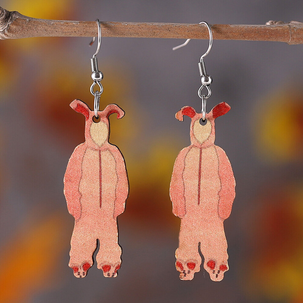 1 Pair Womens Wooden Rabbit Bunny Double sided Easter Earrings Creative Ear Decoration Jewelry Party Favors Easter Gift Family Party Birthday Gift