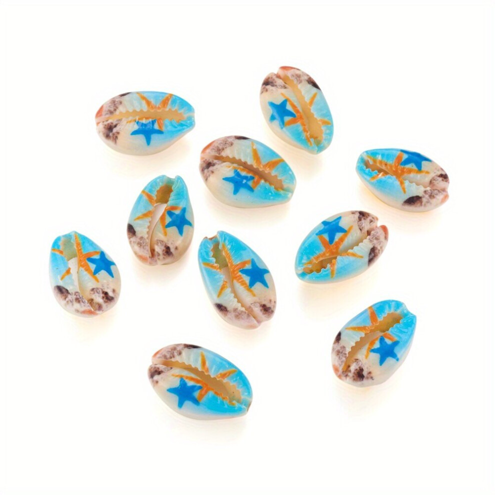 10Pcs Colorful Printed Starfish Shell Beads For DIY Necklace Bracelet Earrings Jewelry Accessories-image-OPC-PC6F6GZ-NEW
