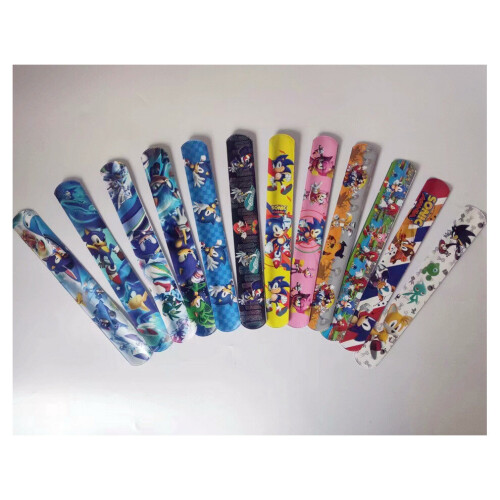 12pcs Sonic Slap Bracelets Sonic Hedgehog Slap Bands