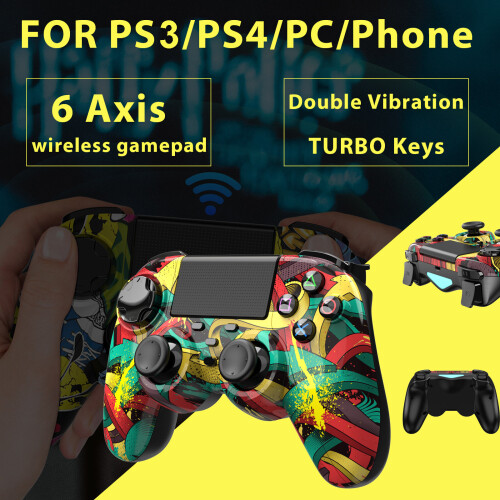(Little Graffiti) Wireless Controller For PS4 Controller Bluetooth Wireless 2.4G Game PC 1