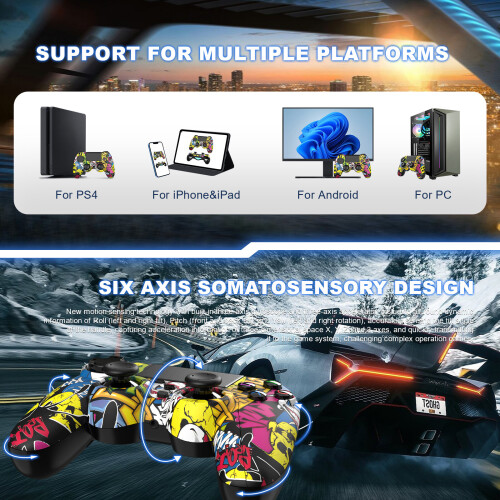 (Little Graffiti) Wireless Controller For PS4 Controller Bluetooth Wireless 2.4G Game PC 2