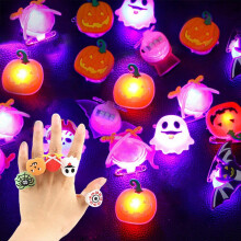 50PCS 3D Halloween LED Glow Rings Light Up Finger Glow Toy Party Bag Favours