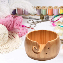 Wooden Yarn Bowl Wool Holder Organizer for Knitting Crochet Weaving Storage Home