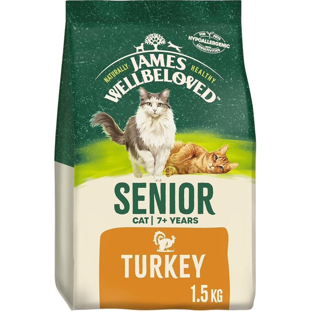 James Wellbeloved Senior Turkey 1.5 Kg Bag, Hypoallergenic Dry Cat Food
