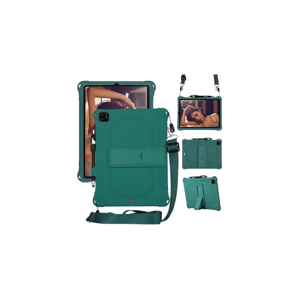 Shock Proof Silicone TPU Case with Green Kickstand and Strap for your Apple iPad Pro 11 inch (2020)