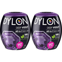 DYLON Washing Machine Fabric Dye Pod for Clothes & Soft Furnishings, 350g Deep Violet (Pack of 2)