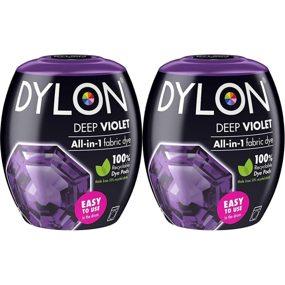 DYLON Washing Machine Fabric Dye Pod for Clothes & Soft Furnishings, 350g  Deep Violet (Pack of 2)