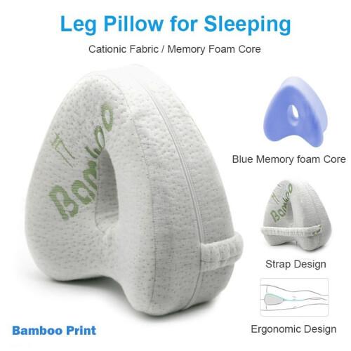 (Bamboo Print) Sleeping Pillow Orthopedic Memory Foam Leg Knee Support Legs Between