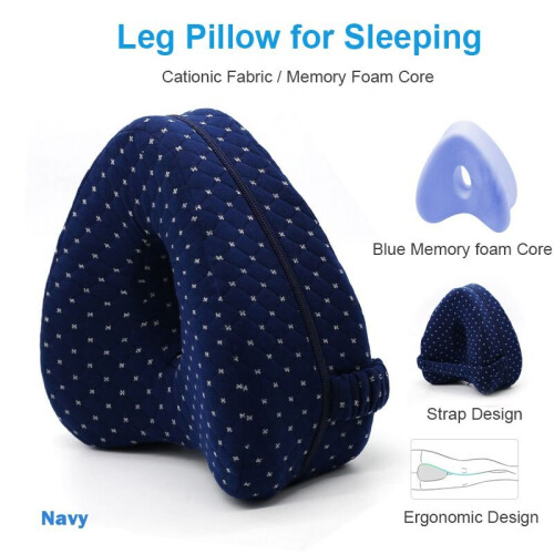 (Navy) Sleeping Pillow Orthopedic Memory Foam Leg Knee Support Legs Between