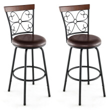 Set of 2 Swivel Bar Stool Adjustable Height Chairs w/ Cushioned Seat