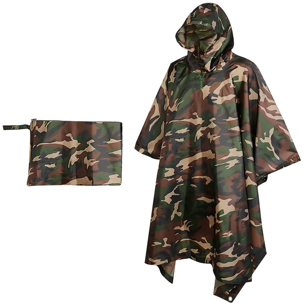 3 in 1 Raincoat Backpack Rainwear Rain Coat Hood Hiking Cycling Rain Cover Poncho Waterproof Tent Outdoor Camping Tent Mat