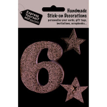 Silver Large Number 6 DIY Greeting Card Toppers Stick-On Craft Decorations