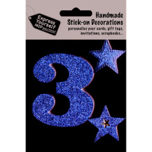 Gold Large Number 3 DIY Greeting Card Toppers Stick-On Craft Decorations