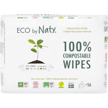 Eco by Naty Unscented Baby Wipes - 100% Compostable and Plant-Based Wipes, Good for Babies and Newborn Sensitive Skin (168 Count - 3 packs of 56)