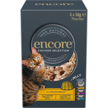 Encore 100% Natural Wet Cat Food, Multipack Chicken in Jelly, 5 x 50 g Pouches